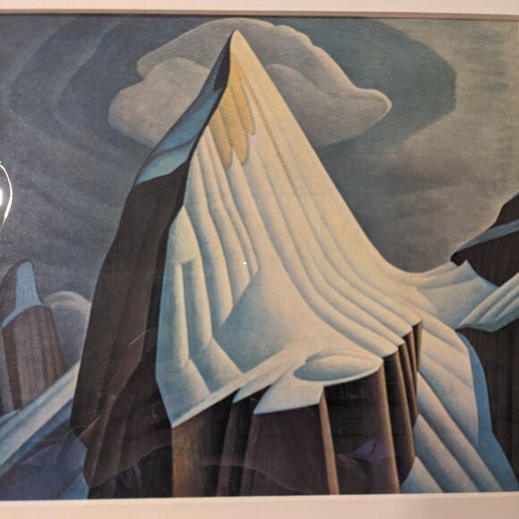 Framed Lawren Harris “Mount Lefroy” Print – Vintage 80s Metal Frame - Group of 7 - Picture 3 of 5